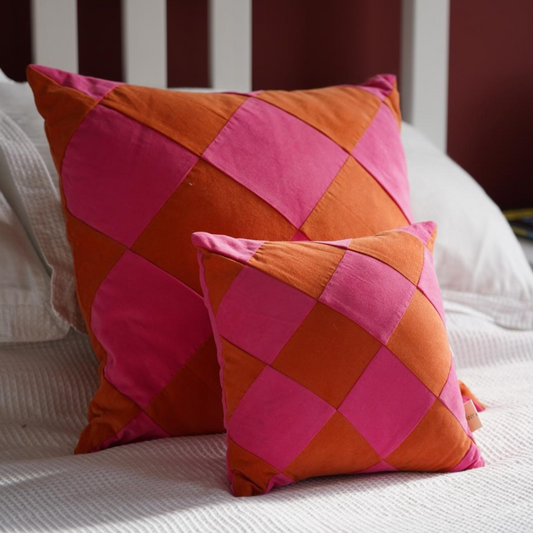 Pink & Orange Argyle Cushion