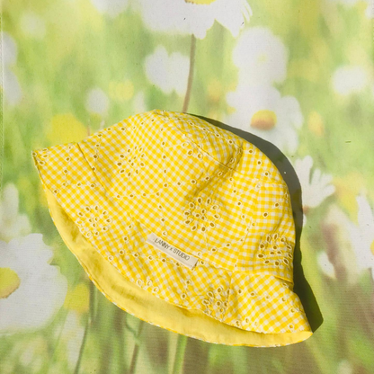 Yellow and White Gingham Bucket Hat