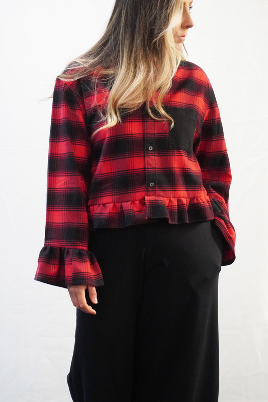 Red & Black Upcycled Check Shirt