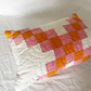 Quilted Rectangle Cushion in Orange & Pink