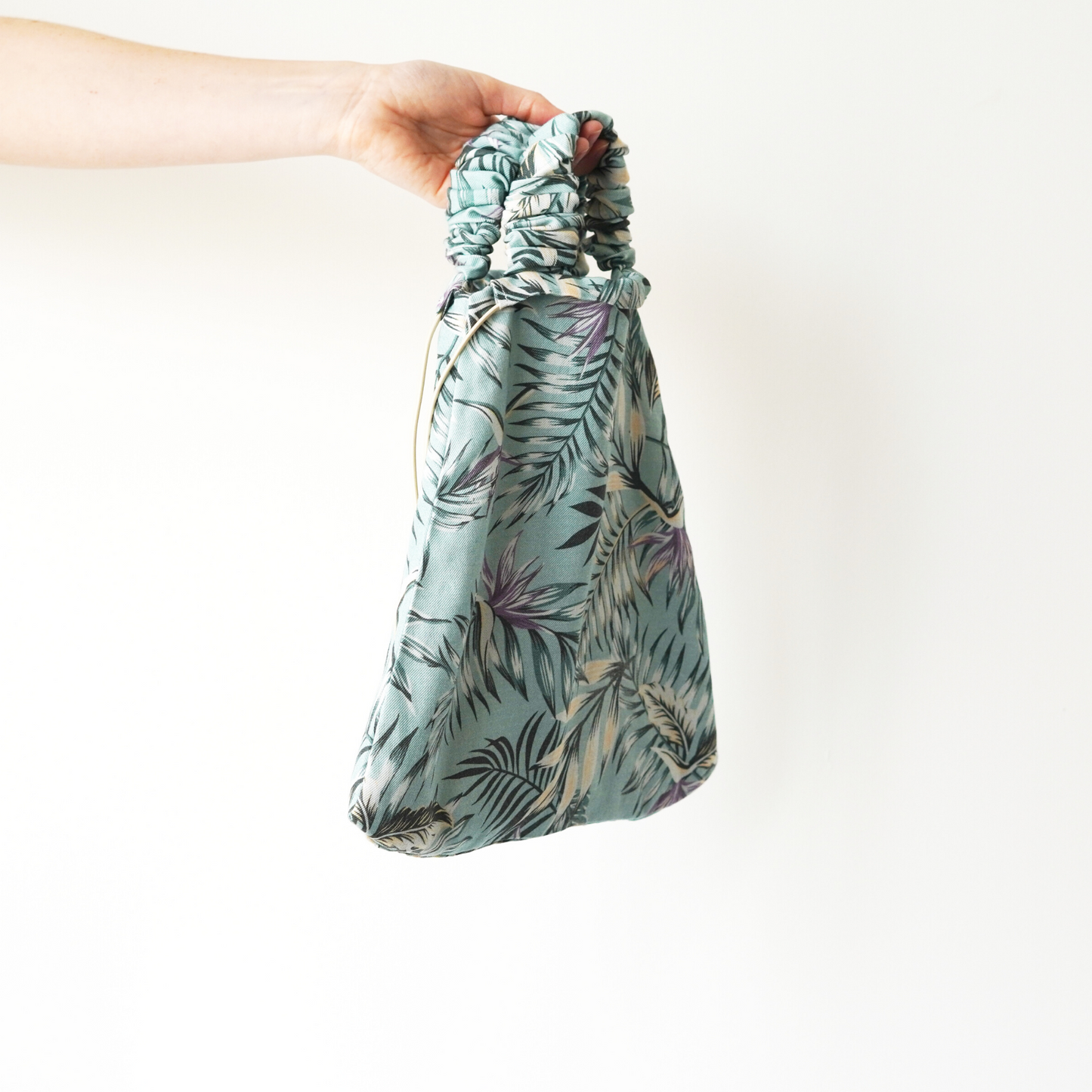 Mint Floral Bag With Scrunchie Handles