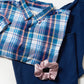 Blue & Pink Ruffled Check Shirt