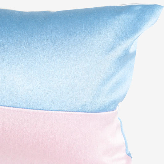 Pink, Blue & Silver Rectangle Cushion